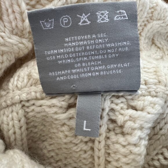 Aran Woollen Mills 100% Merino Wool Cable Knit Long Cardigan Sweater Jacket Coat - Picture 7 of 12